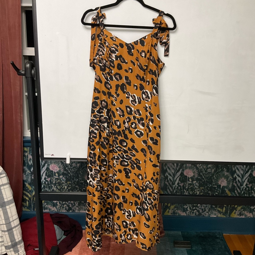 Animal Print Midi Dress in Brown and Black